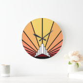 Art deco zon in zonsopgang Wandklok (Huis)