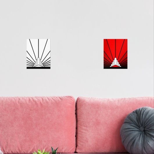 Art deco zon muurkunst sets (Woonkamer)
