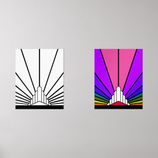 Art deco zon muurkunst sets (Voorkant)