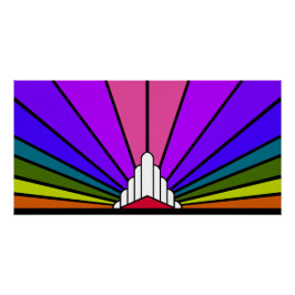 Art deco zon regenboog perfect poster