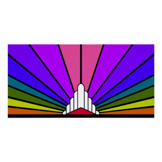 Art deco zon regenboog perfect poster (Voorkant)
