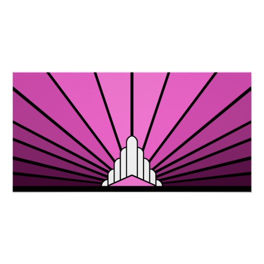 Art deco zon roze perfect poster (Voorkant)