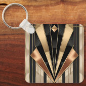 Art Deco Zonneburst Geometrisch Luxe Design Sleutelhanger (Voorkant)