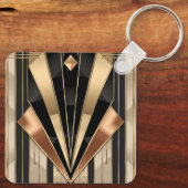 Art Deco Zonneburst Geometrisch Luxe Design Sleutelhanger (Achterkant)