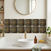 Art Deco Zonneburst Goud Zwart Geometrisch Ontwerp Tegeltje
