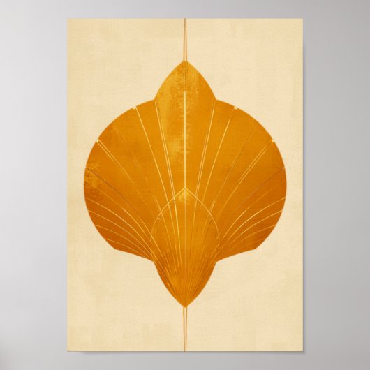 Art Deco Zonneburst Mosterd Goud Wand Kunst Poster (Voorkant)