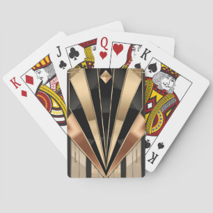 Art Deco Zonneuitbarsting Geometrisch Luxe Ontwerp Pokerkaarten