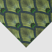 Art Deco zonsondergangsventilator in metaalgroen Tissuepapier (Detail)