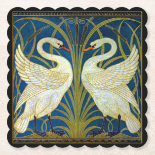 Art Deco Zwanen Kartonnen Onderzetters