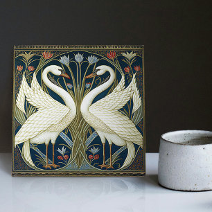 Art Deco Zwanen Muur Decor Art Nouveau Zwaan Tegeltje