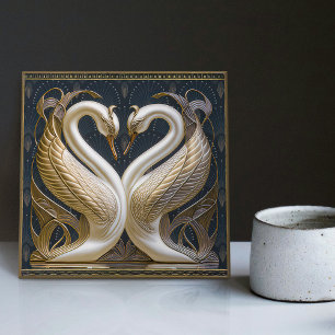 Art Deco Zwanen Muurdecoratie Art Nouveau Zwaan Ke Tegeltje