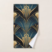 Art Deco Zwart Blauw en Goud symmetrisch Bad Handdoek (Handdoek)