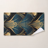 Art Deco Zwart Blauw en Goud symmetrisch Bad Handdoek (Handdoek)