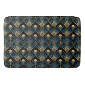 Art Deco Zwart Blauw en Goud symmetrisch Badmat (Voorkant)