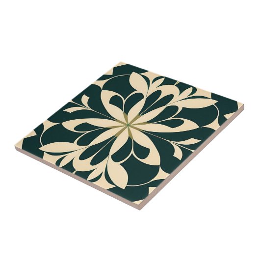 Art Deco Zwart Bloemen Tegeltje (Zijkant)