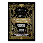 Art Deco  Zwart Bruiloft Inserts Kaarten (Voorkant)