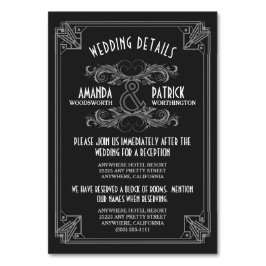 Art Deco Zwart Bruiloft Inserts Kaarten