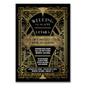 Art Deco Zwart Bruiloft Inserts Kaarten (Voorkant)