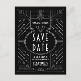 Art Deco Zwart Bruiloft Save The Date Kaarten