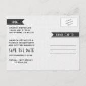 Art Deco Zwart Bruiloft Save The Date Kaarten (Achterkant)