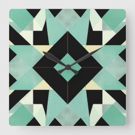 Art Deco Zwart en Blauwgroen Wandklok