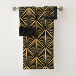 Art Deco Zwart En Goud Bad Handdoek