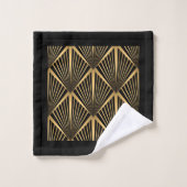 Art Deco Zwart En Goud Bad Handdoek (Wasdoekje)