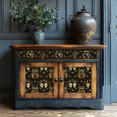 Art Deco Zwart en Goud Bloemen Kever Patroon Tissuepapier