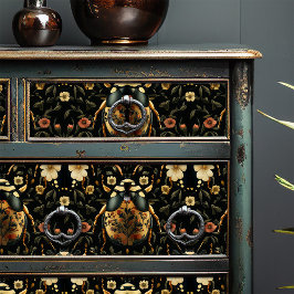 Art Deco Zwart en Goud Bloemen Kever Patroon Tissuepapier