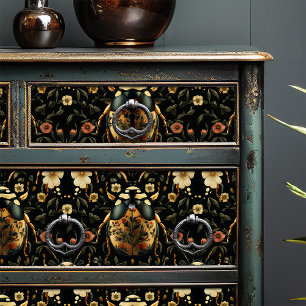 Art Deco Zwart en Goud Bloemen Kever Patroon Tissuepapier