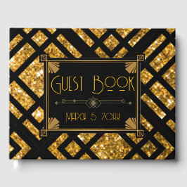 Art Deco Zwart en Goud bruiloft gastenboek