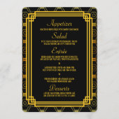 Art Deco Zwart en Goud Bruiloft Menu (Voorkant)