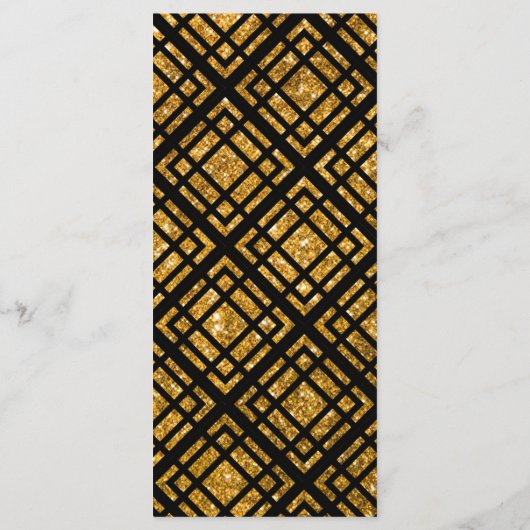 Art Deco Zwart en Goud Bruiloft Menu (Achterkant)