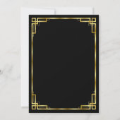 Art Deco Zwart en Goud bruiloft uitnodiging Kaart (Achterkant)