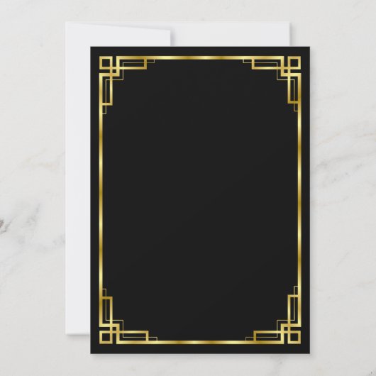 Art Deco Zwart en Goud bruiloft uitnodiging Kaart (Achterkant)