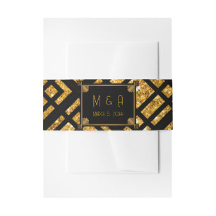 Art Deco zwart en goud bruiloft Uitnodigingen Wikkel
