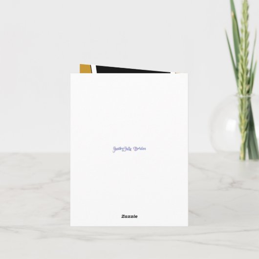 Art Deco Zwart en Goud Design bruiloft Bedankkaart (Achterkant)