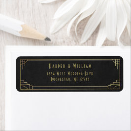 art deco zwart en goud etiket