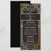 Art Deco Zwart en Goud Gatsby Bruiloft Menu (Voorkant / Achterkant)