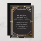 Art Deco Zwart en Goud Gatsby Dank Je Kaart (Voorkant / Achterkant)