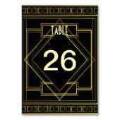 Art Deco Zwart en Goud Grote Gatsby Bruiloft Kaart (Voorkant)