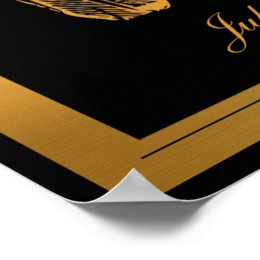 Art Deco Zwart en Goud "Het feest is op deze manie Poster (Hoek)