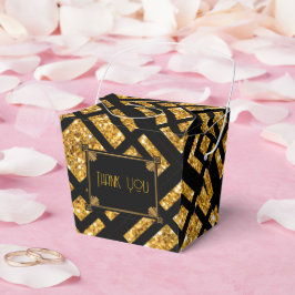 Art Deco Zwart en Goud Huwelijk Take Out Favoriete Bedankdoosjes