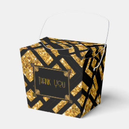 Art Deco Zwart en Goud Huwelijk Take Out Favoriete Bedankdoosjes