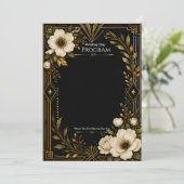 Art Deco Zwart en Goud Huwelijksprogramma Sjabloon (Staand voorkant)