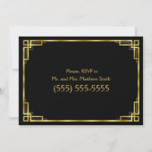 Art Deco Zwart en Goud Huwelijksrepetitie Uitnodig Kaart (Achterkant)