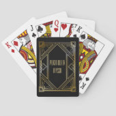 Art Deco Zwart en Goud Pokerkaarten (Achterkant)