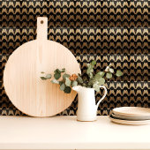 Art Deco Zwart en Goud Scallop Patroon Tegeltje