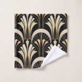 Art Deco Zwart en Goud symmetrisch Bad Handdoek (Wasdoekje)
