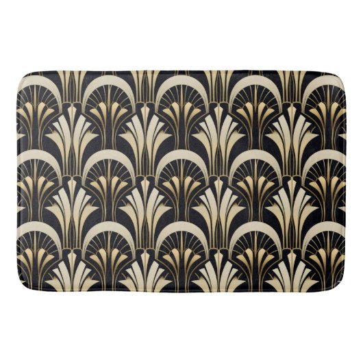 Art Deco Zwart en Goud symmetrisch Badmat (Voorkant)